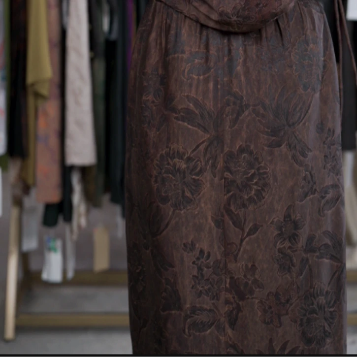 华 新中式风 桑蚕丝 椰子提花半裙 17524