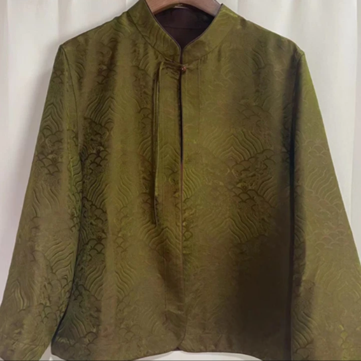 华 新中式国风绿色江崖海水纹外套【131123】