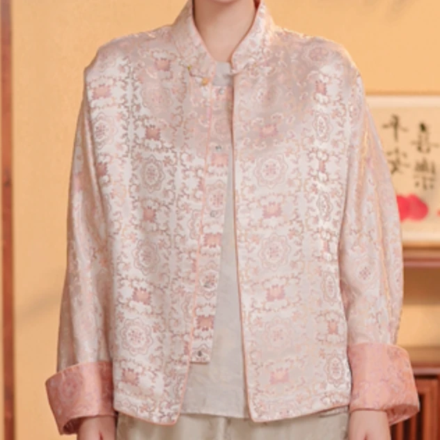 洋 新中式风 粉色上衣 L 24860