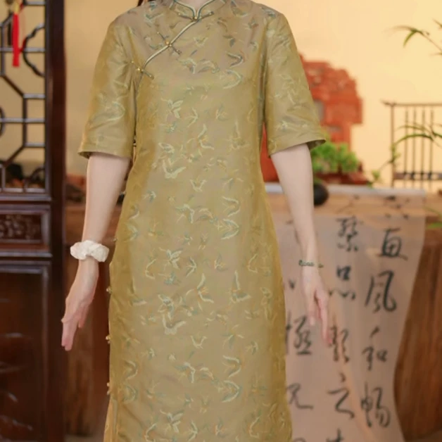 君  新中式风旗袍 绿色 L 220524