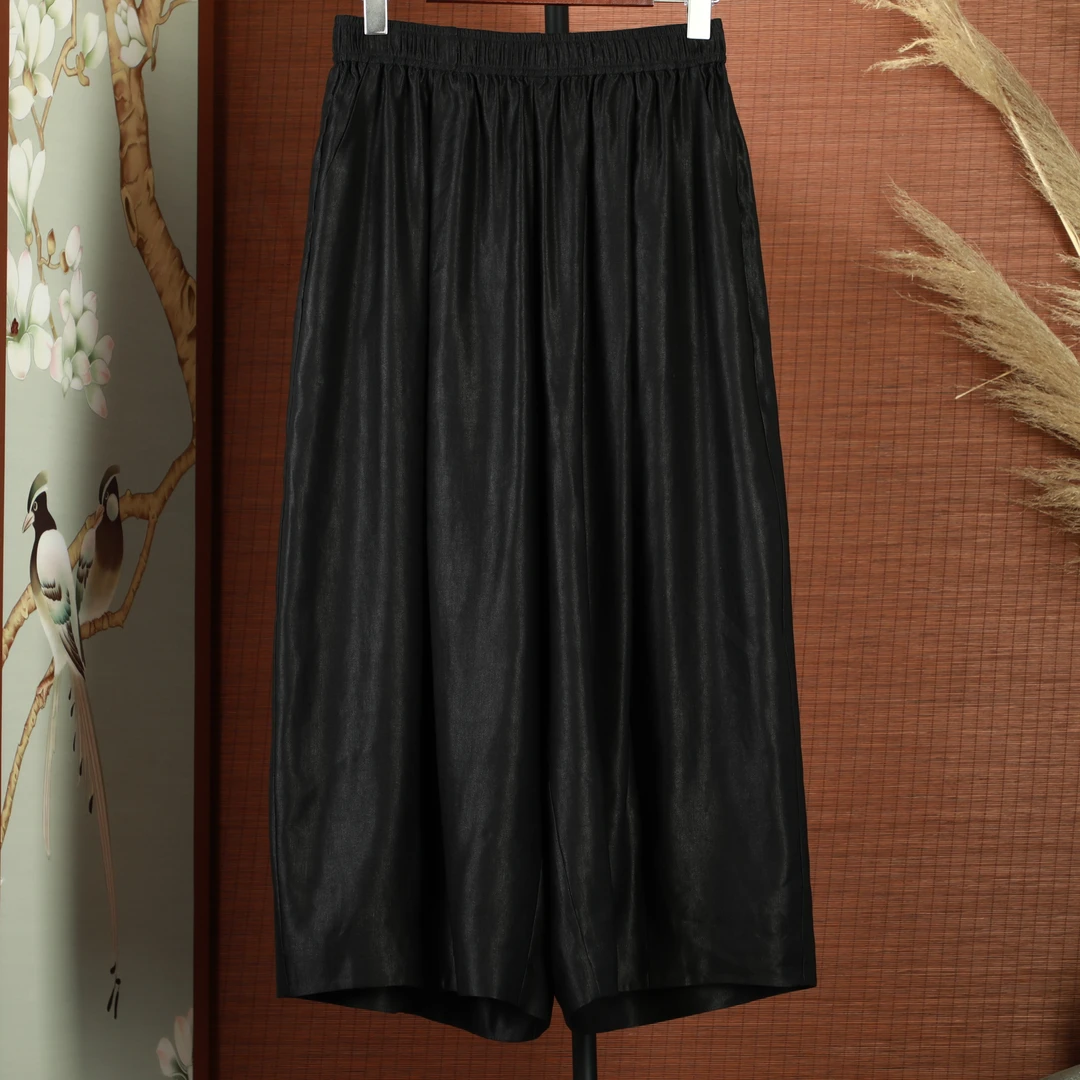 陈  新中式风 重缎 灯笼裙裤 休闲裤 177224 黑色