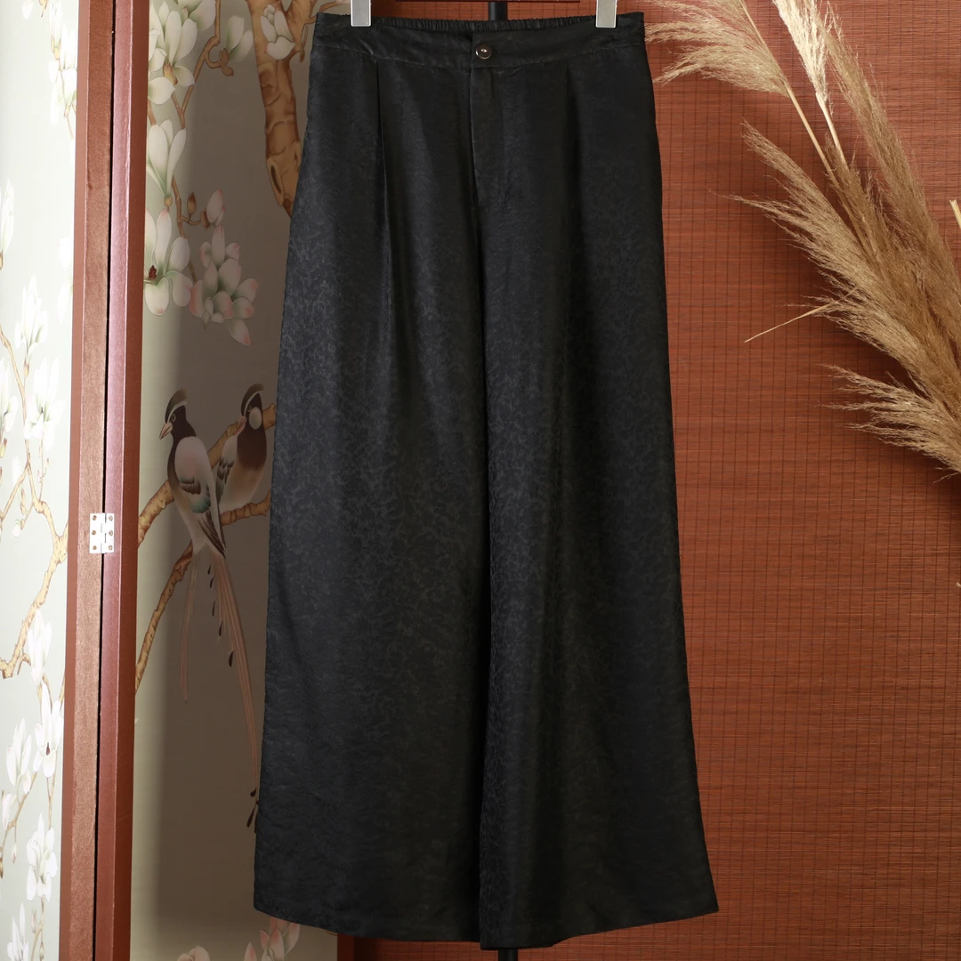 陈 新中式风 166924 黑色阔腿裤