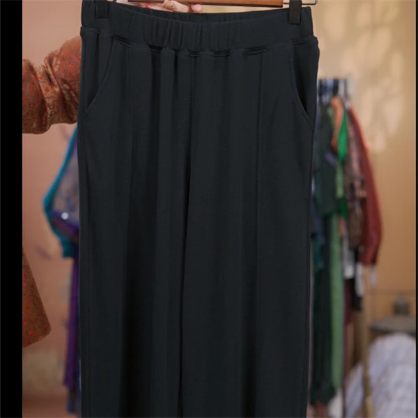 佳 新中式风100桑蚕丝 针织休闲裤 23 黑色