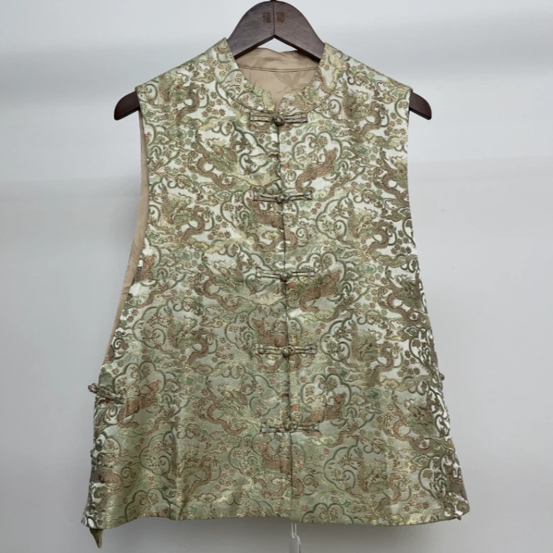 陈 新中式风  桑蚕丝  龙腾四海 宋锦马甲L  22132