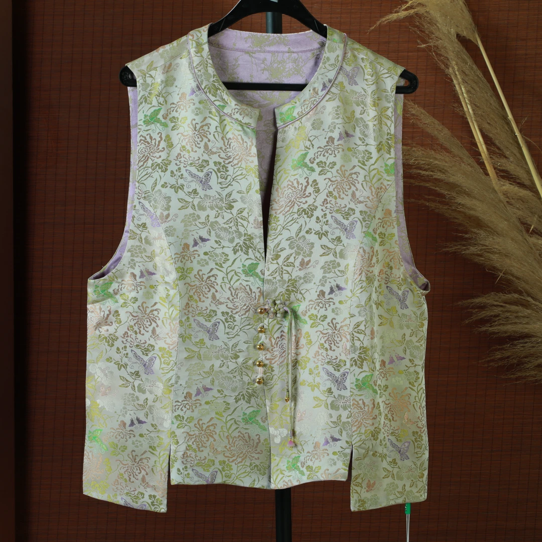 华 新中式风 桑蚕丝 采花蝶马甲L 217624