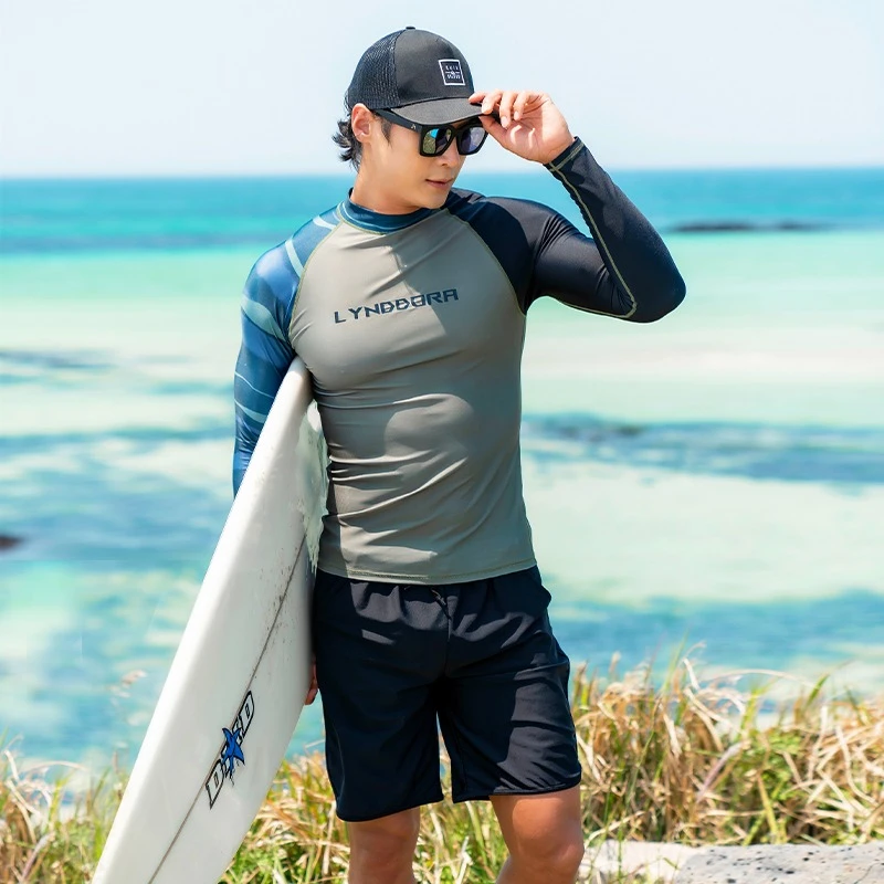 潜水服长袖游泳衣男款水母衣上衣泳裤防晒男士冲浪服套装游泳装备