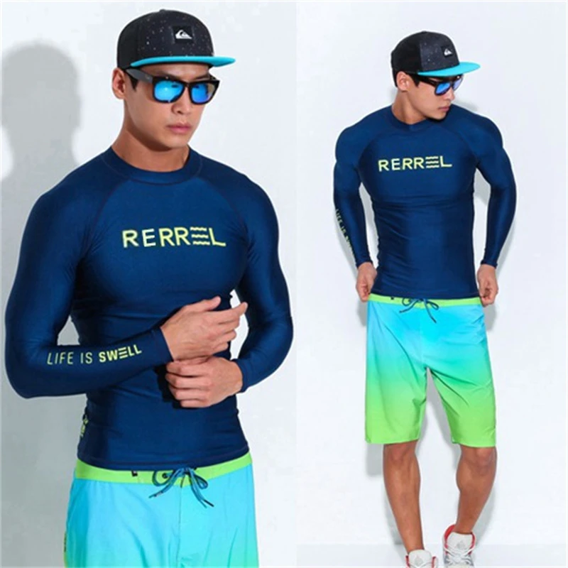 男士潜水服速干防晒衣紧身弹力分体成人长袖水母衣浮潜冲浪服大码