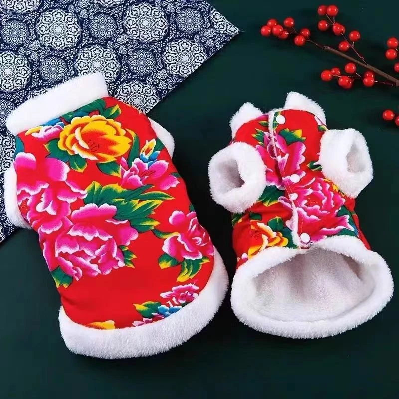猫咪衣服冬天东北大花棉袄唐装布偶拜年花袄狗狗衣服冬季yw
