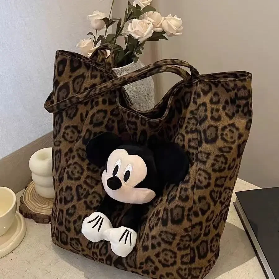 秋冬季大容量帆布包包包2024新款流行豹纹单肩休闲通勤零钱包yj