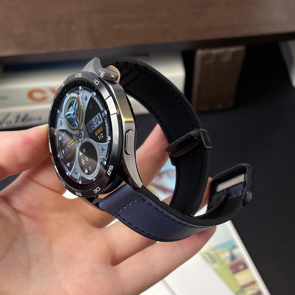 适用华为手表表带gt5硅胶贴皮GT6腕带watch3/4PRO磁吸折叠扣方扣