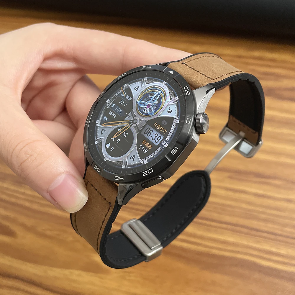 适用华为智能手表表带GT5男女款watch4pro高级感gt23磁吸硅胶皮质