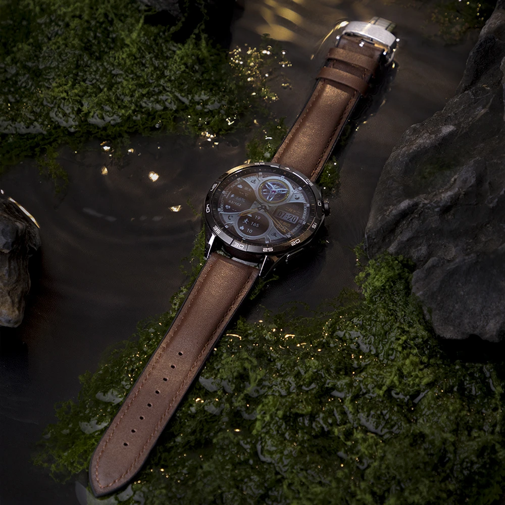 适用华为手表GT5/4/3表带watch5/4pro蝴蝶扣硅胶贴真皮防水抗汗