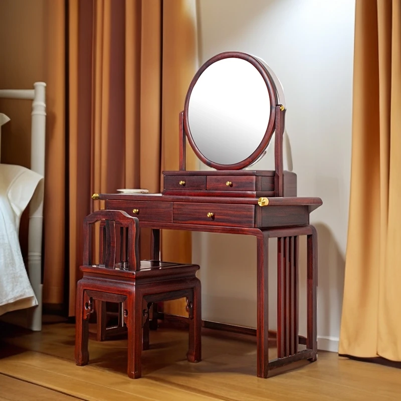 南美酸枝新中式简约家用卧室梳妆桌椅主卧两件套复古化妆台