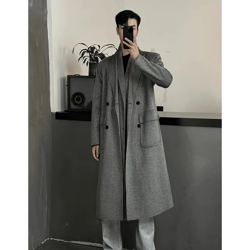 2024款冬季双面呢大衣新款cleanfit双领中长款外套防寒休闲情侣款