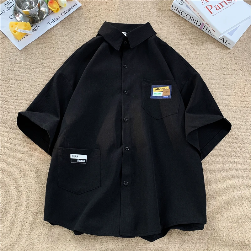 520礼物短袖衬衫男士夏季潮牌宽松情侣半袖衬衣美式百搭休闲外套