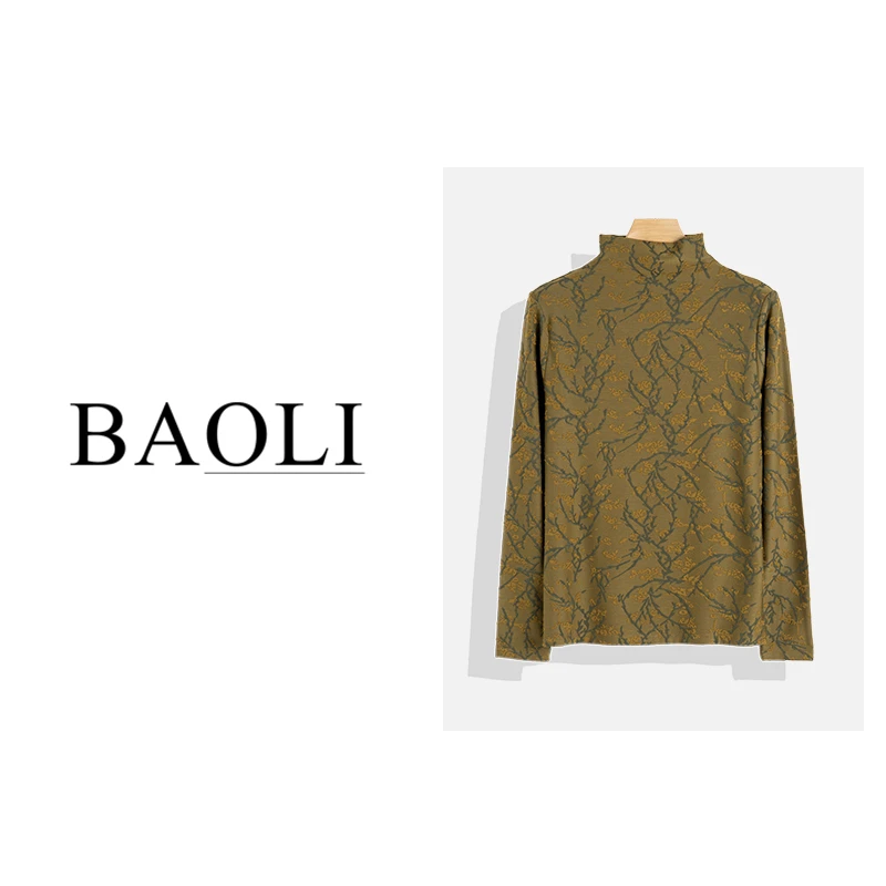 德绒提花打底衫女2023秋冬新款半高领自发热显瘦长袖上衣SJ2368