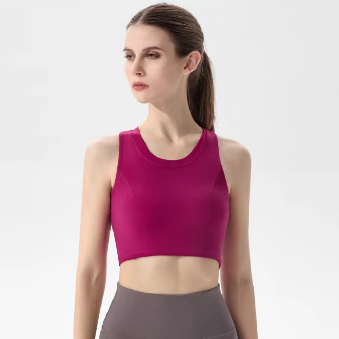 高强压裸感运动内衣防震跑步外穿健身瑜伽背心一体式瑜伽背心