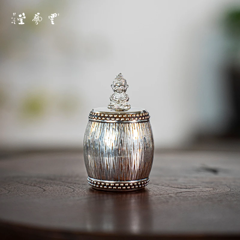 芸术云艺堂一鼓作气香插盖置足银传统置物架立体镂空放置壶盖