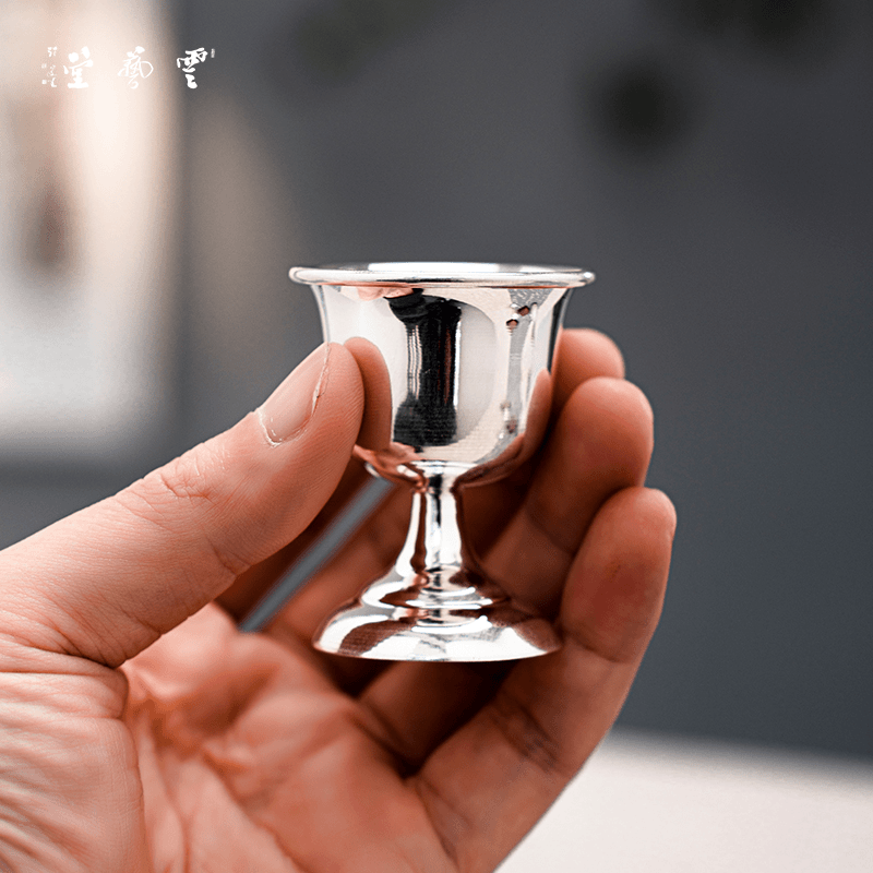 云艺堂 银酒杯纯银999酒具纯手工锤纹茶具酒杯足银套装小器血