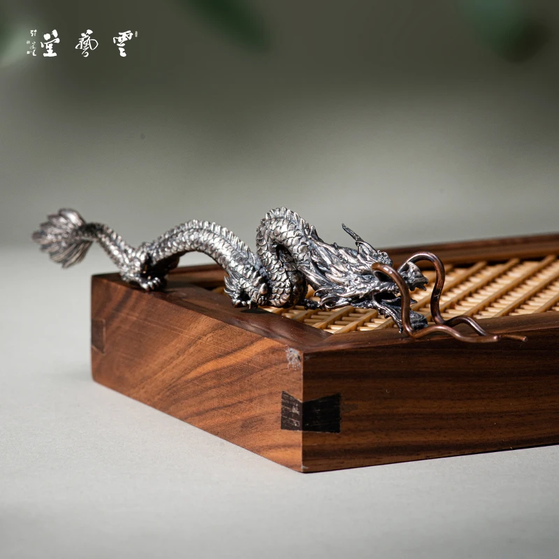 芸术云艺堂张家松大师高档精雕银龙壶叉大号中式纯手工简约个性