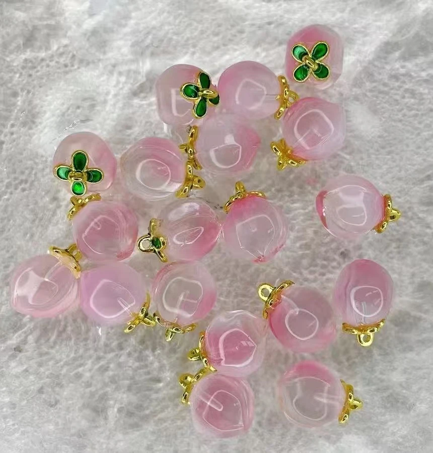 手工琉璃水蜜桃吊坠20个