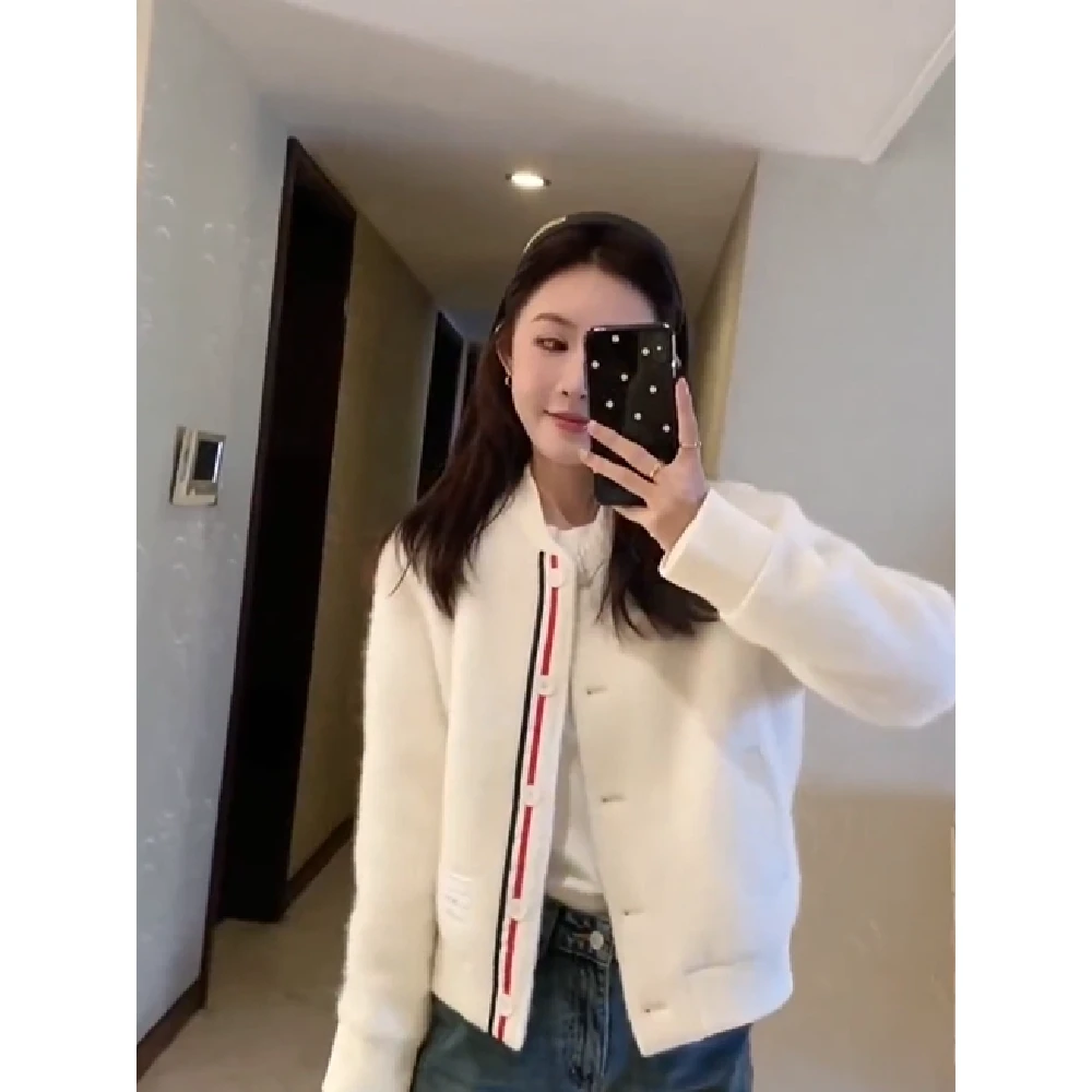 棒球服外套女2024新款学院风小个子短款毛呢时尚休闲百搭夹克上衣