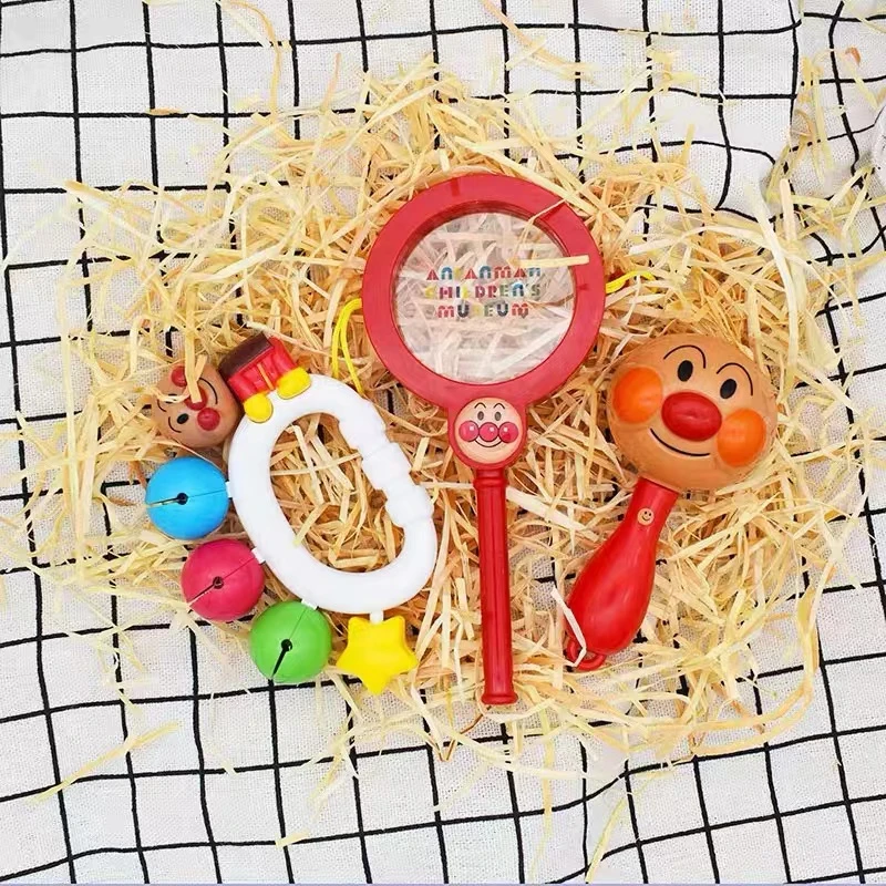 面包超人沙锤无孔新生宝宝食品级手握摇铃安抚玩具0-12月抓握训练