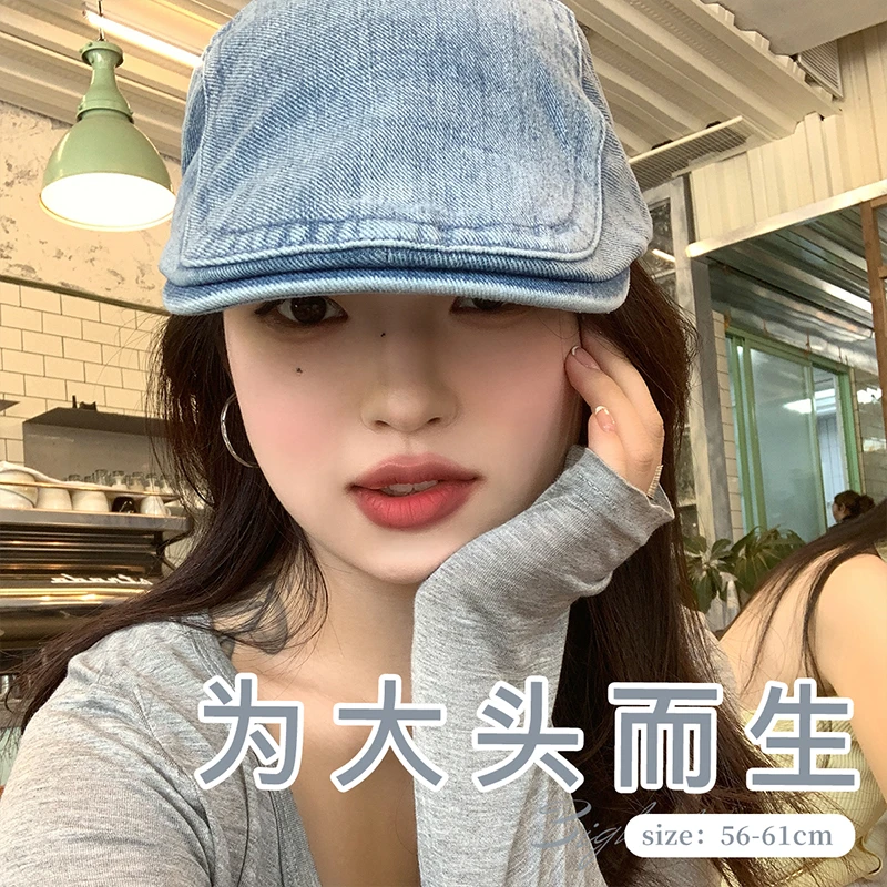 大头星球前进帽女春夏季贝雷帽大头围帽子显脸小百搭画家帽报童帽