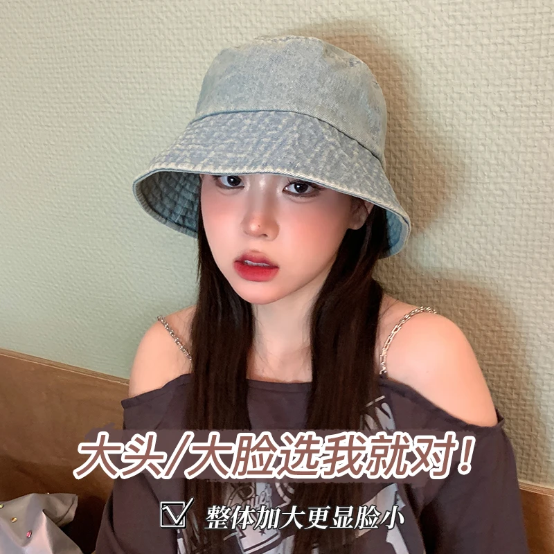 大头星球鱼夫女帽渔夫帽女2024新款大头围水桶帽显脸小大帽檐盆帽