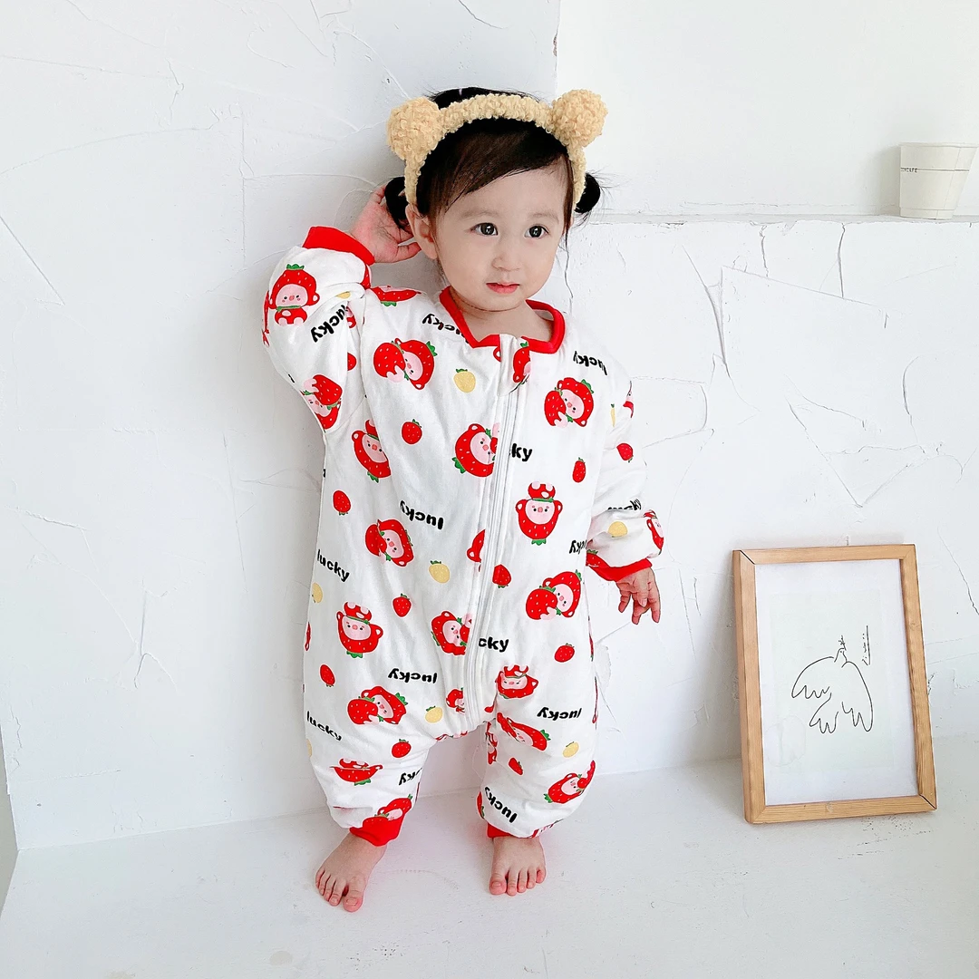 断码请婴幼儿分腿睡袋秋冬中厚款儿童防踢被男女宝宝连体睡袋冬季