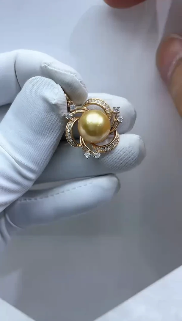 【闪购商品】海水珍珠吊坠(不含链)银S925镶嵌海水金珠吊坠