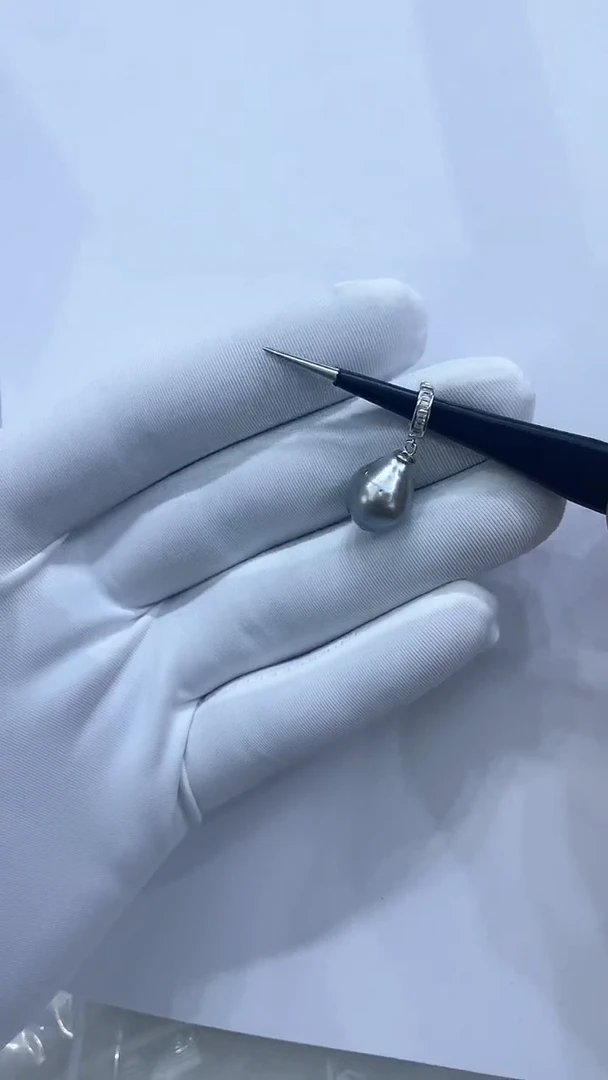 【闪购商品】海水珍珠吊坠(不含链)银S925镶嵌海水大溪地吊坠