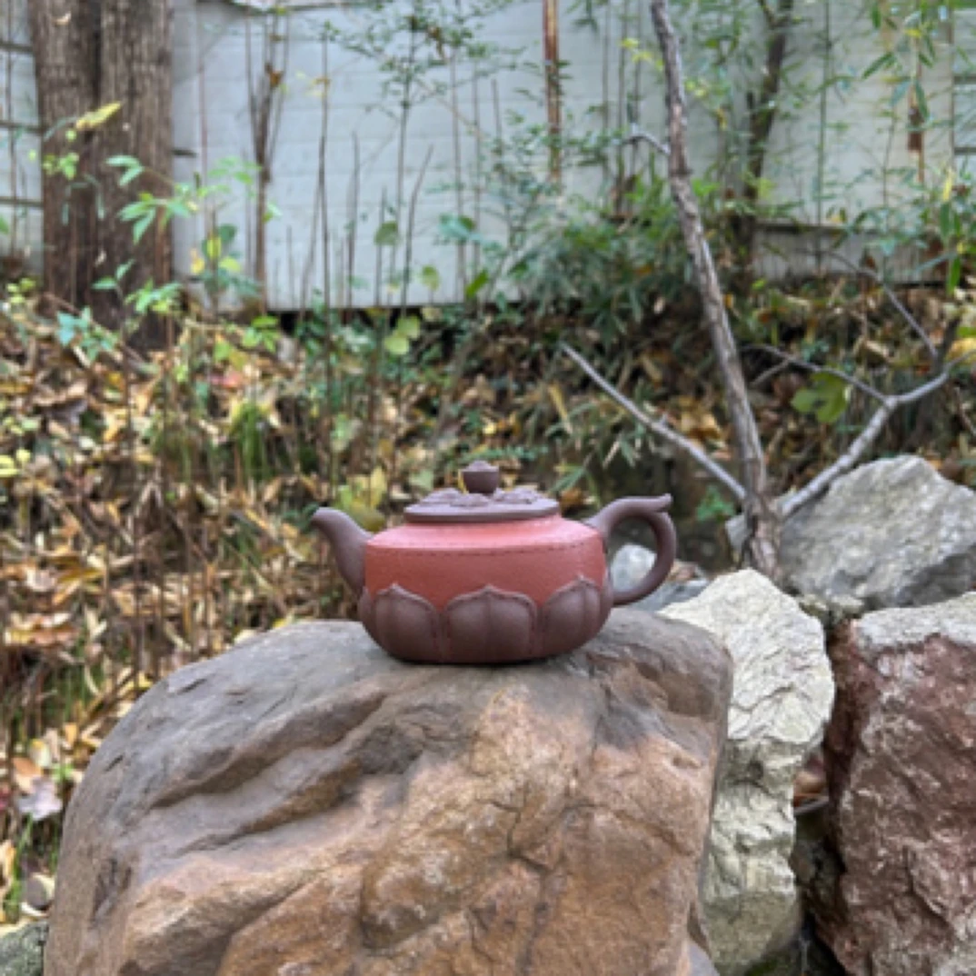 宜兴紫砂壶 凡莲 紫泥小红泥拼接