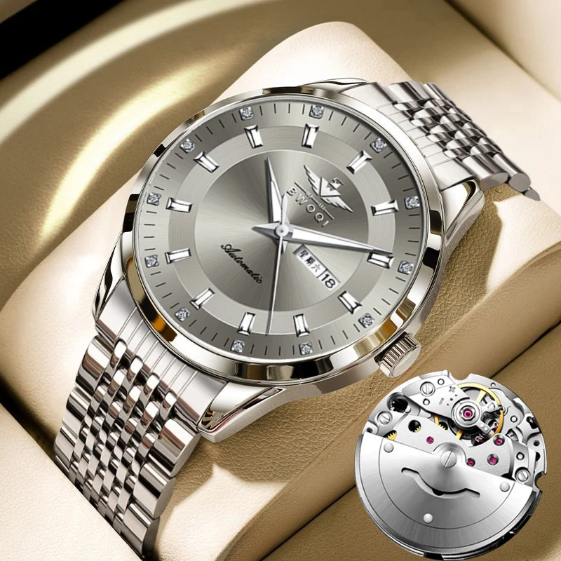 【专柜正品】幻影高级灰满钻全自动镂空防水夜光时尚钢带商务手表男