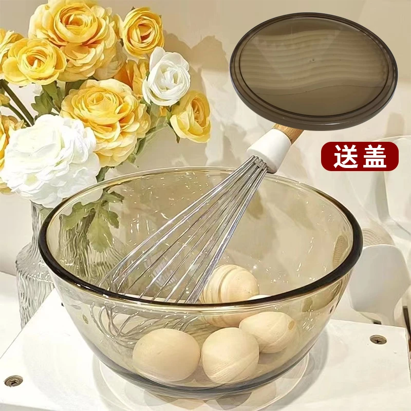 2700ML茶色和面盆玻璃大碗汤碗加厚耐热大容量