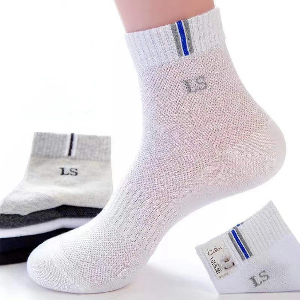 袜子男士薄款春夏季中筒袜休闲运动全棉网眼透气防臭吸汗男袜潮袜