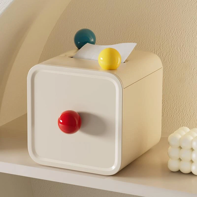 多巴胺纸巾盒家用桌面茶几收纳卷纸筒盒奶油风可爱彩色球卷纸盒子