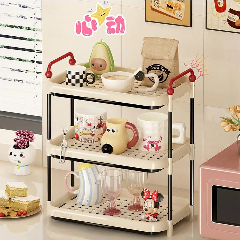 杯子收纳置物架厨房家用沥水架咖啡杯水杯碗碟高脚杯收纳架奶油风