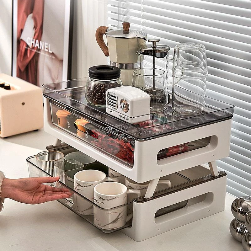 茶包收纳盒桌面防尘多层茶叶胶囊咖啡办公室放杯子水杯储物置物架
