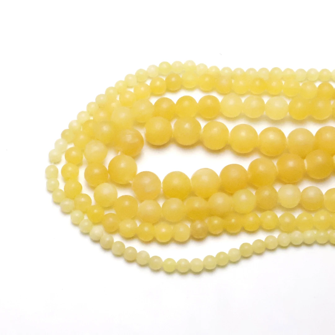 米黄玉圆珠天然散珠手串配珠隔珠diy半成品手工编著串珠饰品配饰