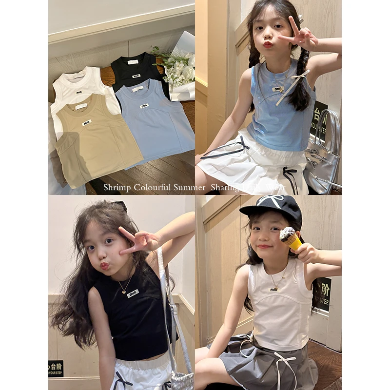 咸蛋小虾米童装2024夏装新款韩国女童洋气时髦背心