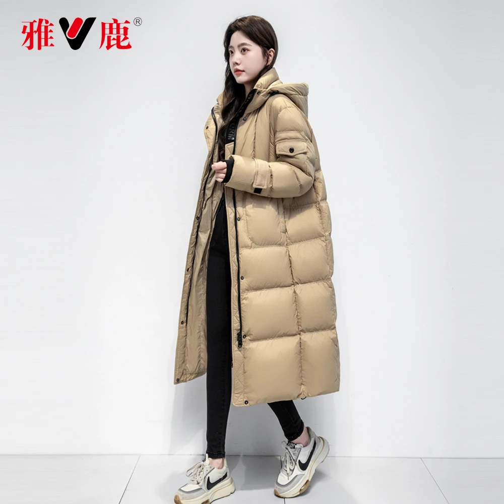 【男女同款】精选-冬季连帽长款加厚时尚百搭保暖宽松中性风羽绒服