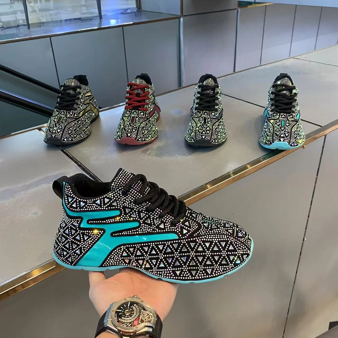 2024秋季时尚百搭潮流舒适手工包底烫钻男士新款休闲鞋（皮鞋码）