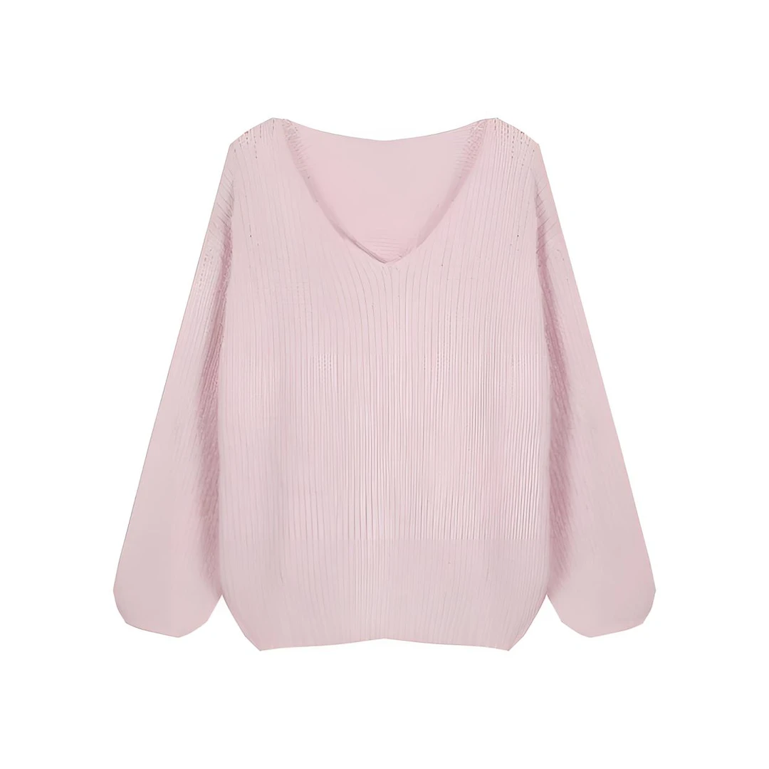 睿夕【绒语轻轻】软糯毛衣V领宽松遮肉显瘦上衣