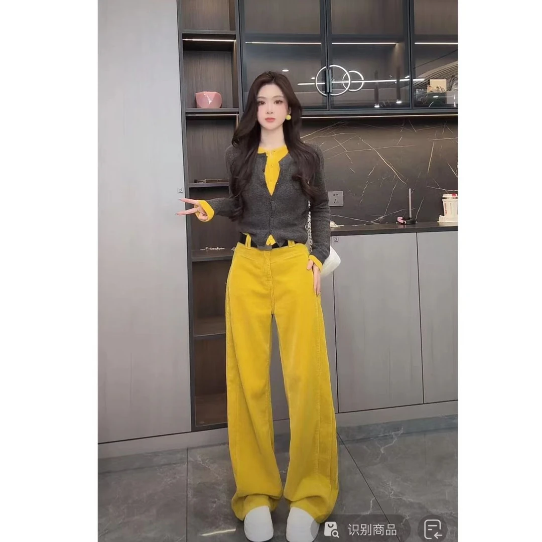 睿夕【芒芒人海】 美式复古垂感灯芯绒阔腿裤直筒裤