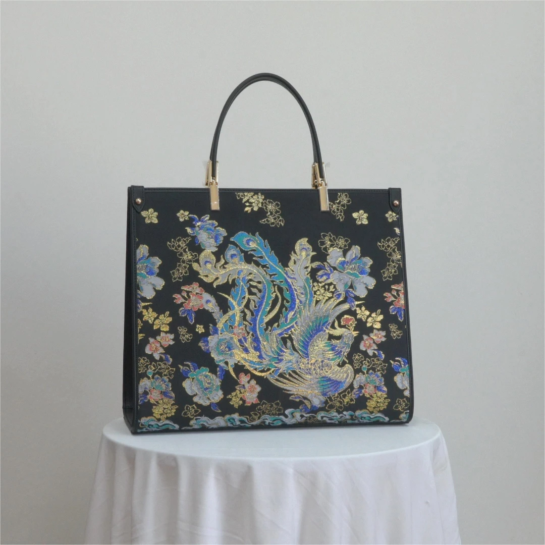 金丝楠木螺钿木手提方包横款戴妃小方包凤凰【面料定制】