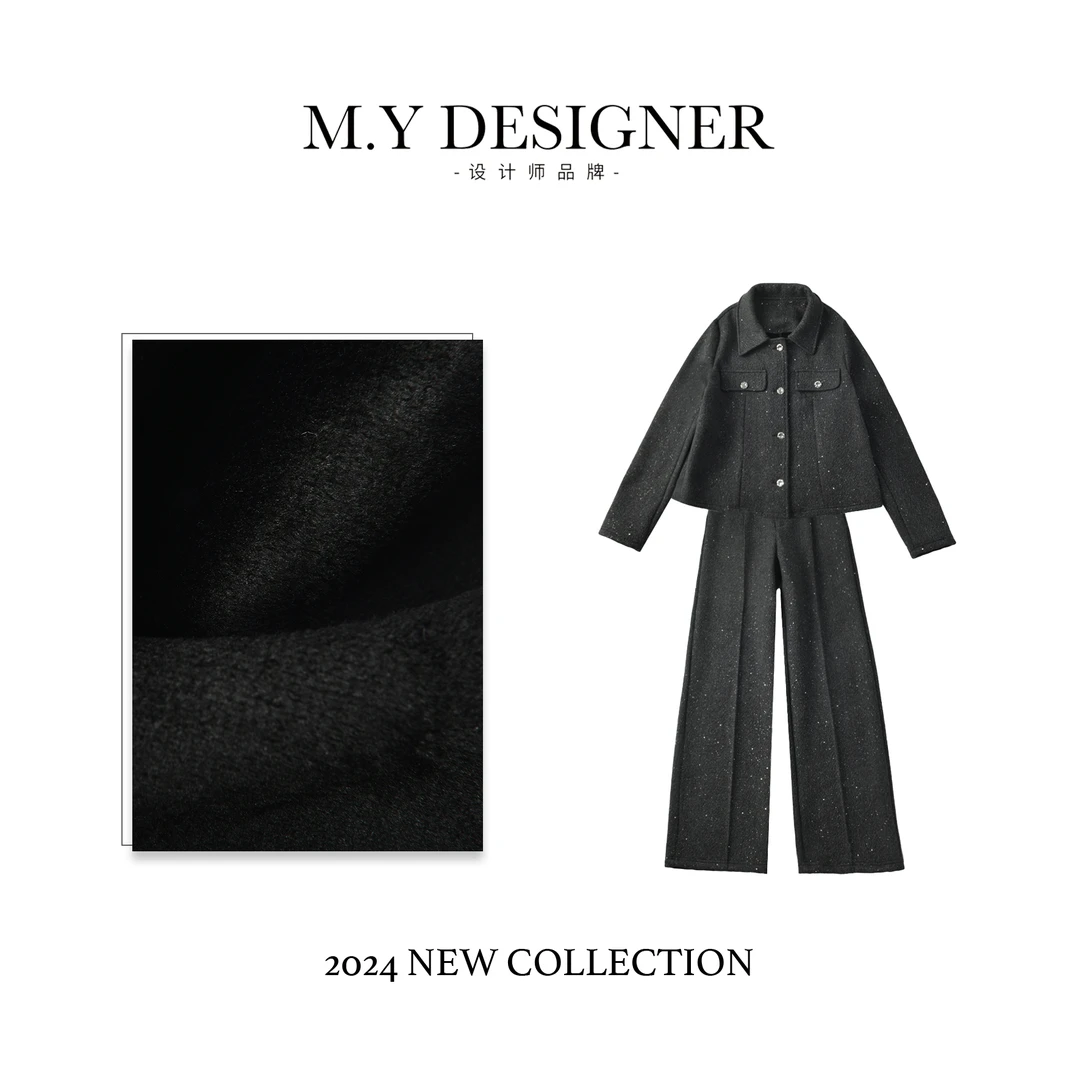 M.Y媛总 翻领女士气质设计师闪亮上衣套装套装QH113