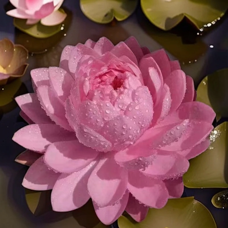 【带花苞】粉蓬蓬睡莲花苗四季盆栽莲花池塘根块花苗基地种植花苗