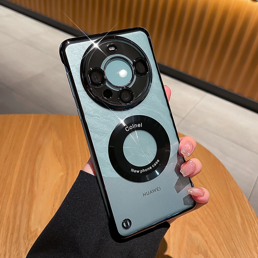 潮多米适用华为mate60pro手机壳mate60透明磁吸无边框防摔保护套