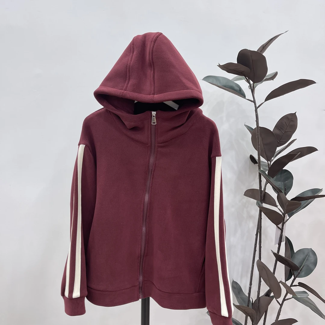 1142冬季新款加厚瑶粒绒连帽拉链外套女